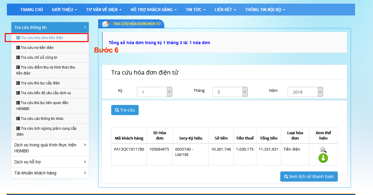 Tra cứu hóa đơn tiền điện