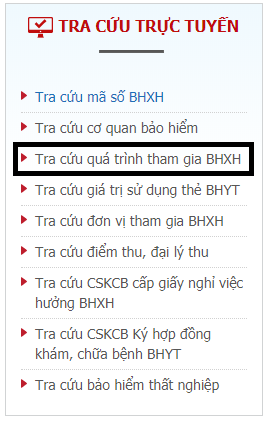 Tra cứu quá trình tham gia bảo hiểm xã hội