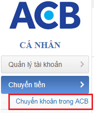 Chuyển tiền ACB bước 2