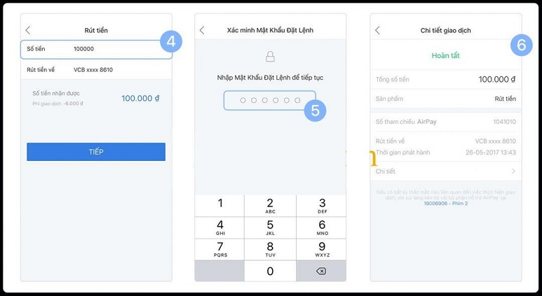 Rút tiền ví airpay