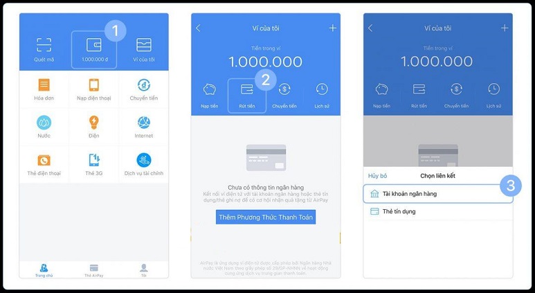 Cách rút tiền về ví airpay