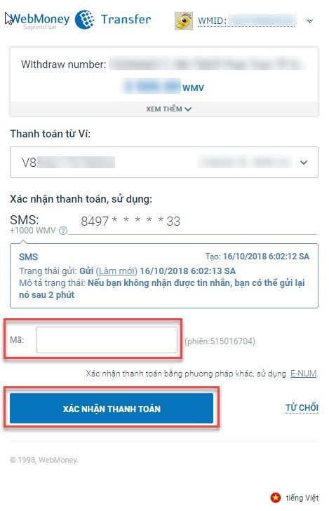 Hướng dẫn rút tiền từ Webmoney