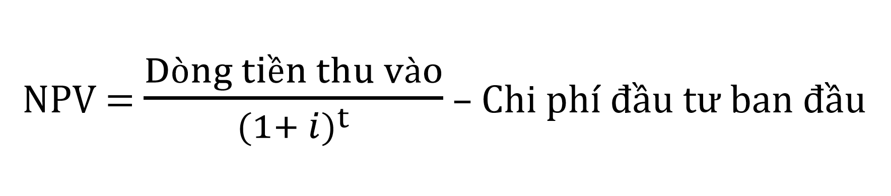 Công thức tính NPV tại một thời điểm