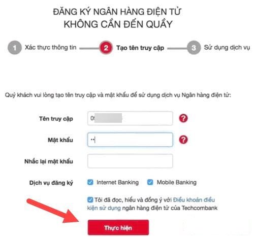 Đăng ký Internet Banking Techcombank