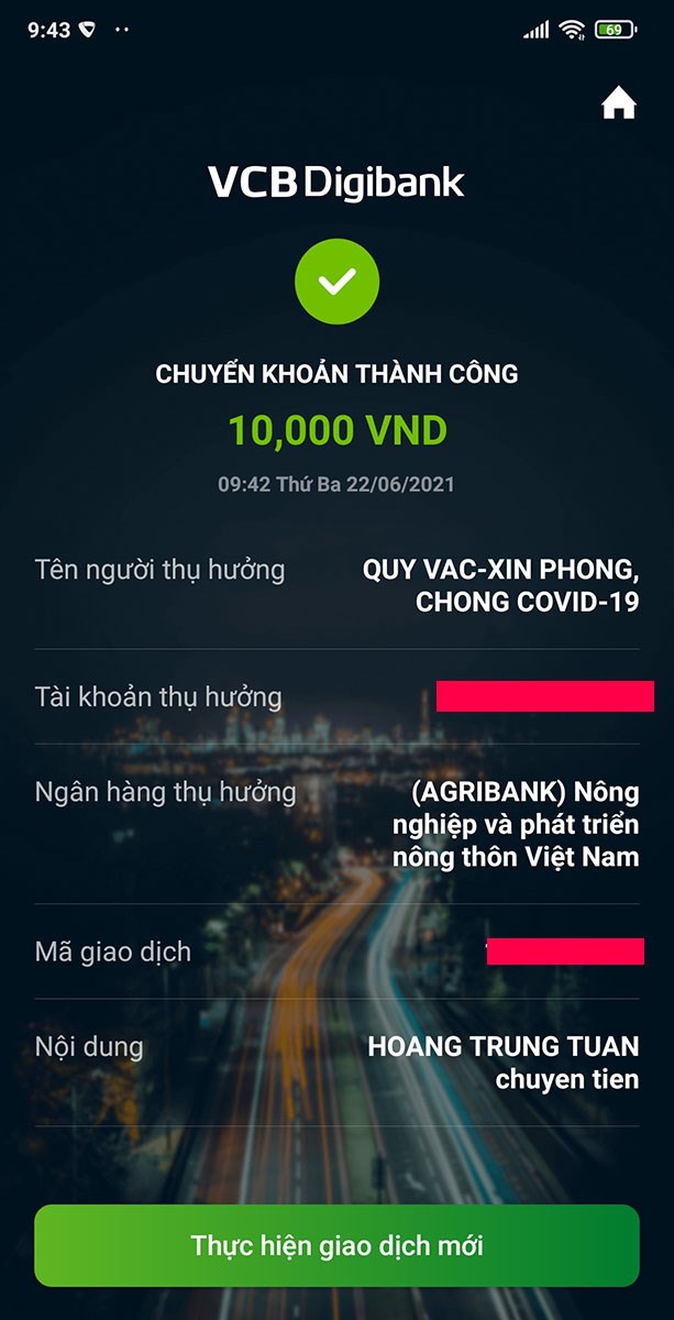 hoàn thành giao dịch