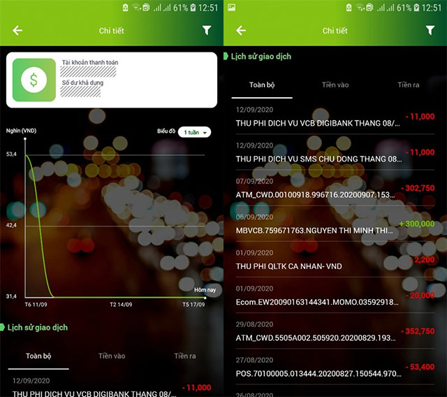 Kiểm tra lịch sử giao dịch VCB trên điện thoại