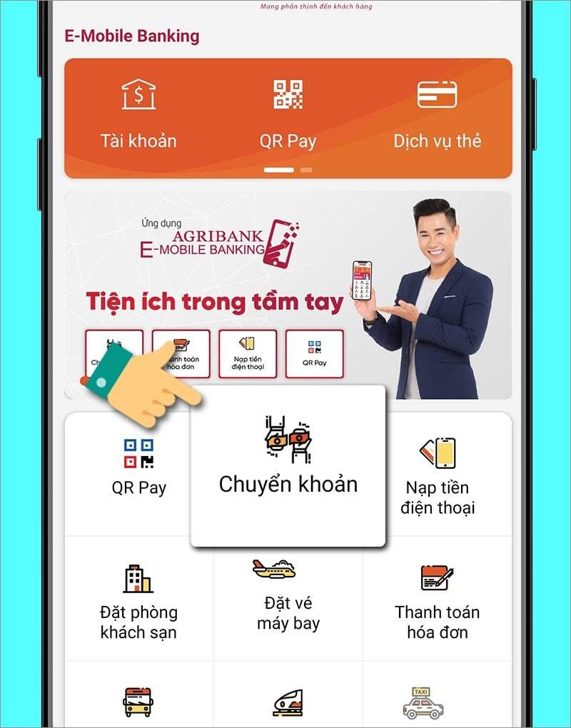 Chuyển tiền qua điện thoại Agribank E-mobile Banking