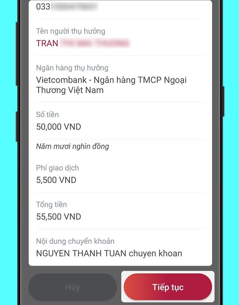 Chuyển tiền qua điện thoại Agribank E-mobile Banking