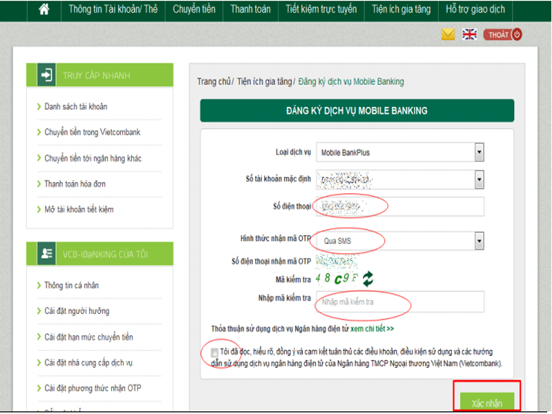 Đăng ký Bankplus Vietcombank Online