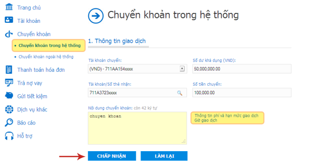 Chuyển khoản trên Vietinbank Ipay