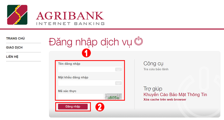 Kiểm tra số tài khoản Agribank qua Internet Banking