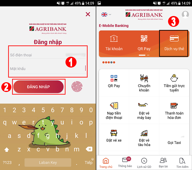 Kiểm tra số tài khoản Agribank qua E - Mobile Banking