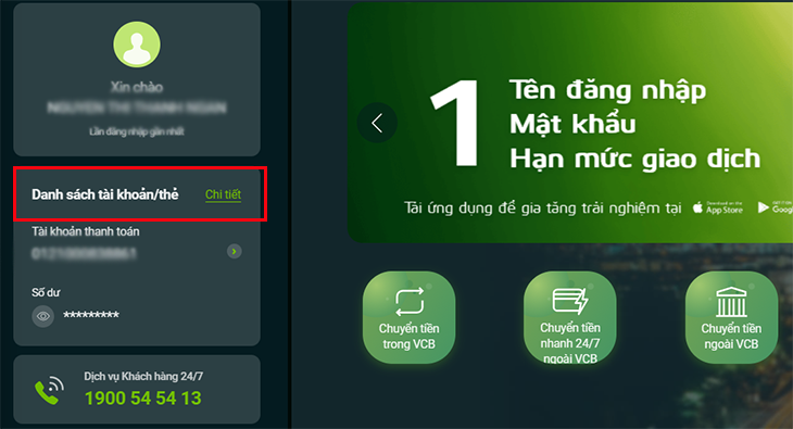 Hướng dẫn sao kê tài khoản trên VCB-iBanking