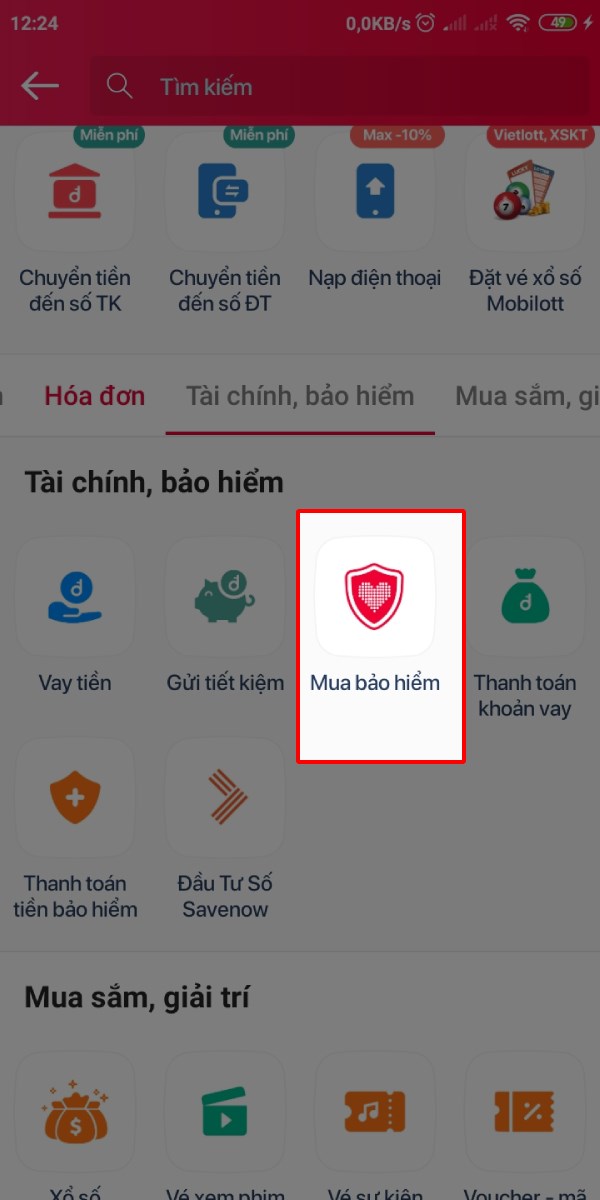 Mua bảo hiểm xe máy online trên ứng dụng ViettelPay