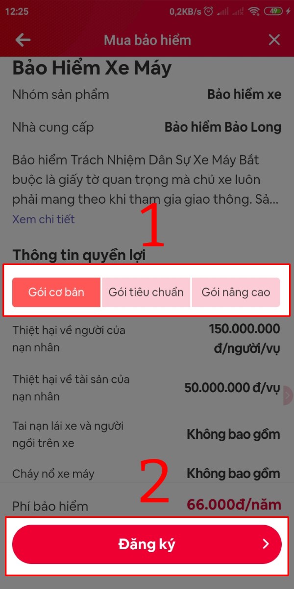 Mua bảo hiểm xe máy online trên ứng dụng ViettelPay