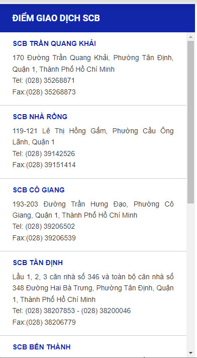 Hướng dẫn tra cứu chi nhánh/phòng giao dịch ngân hàng SCB.