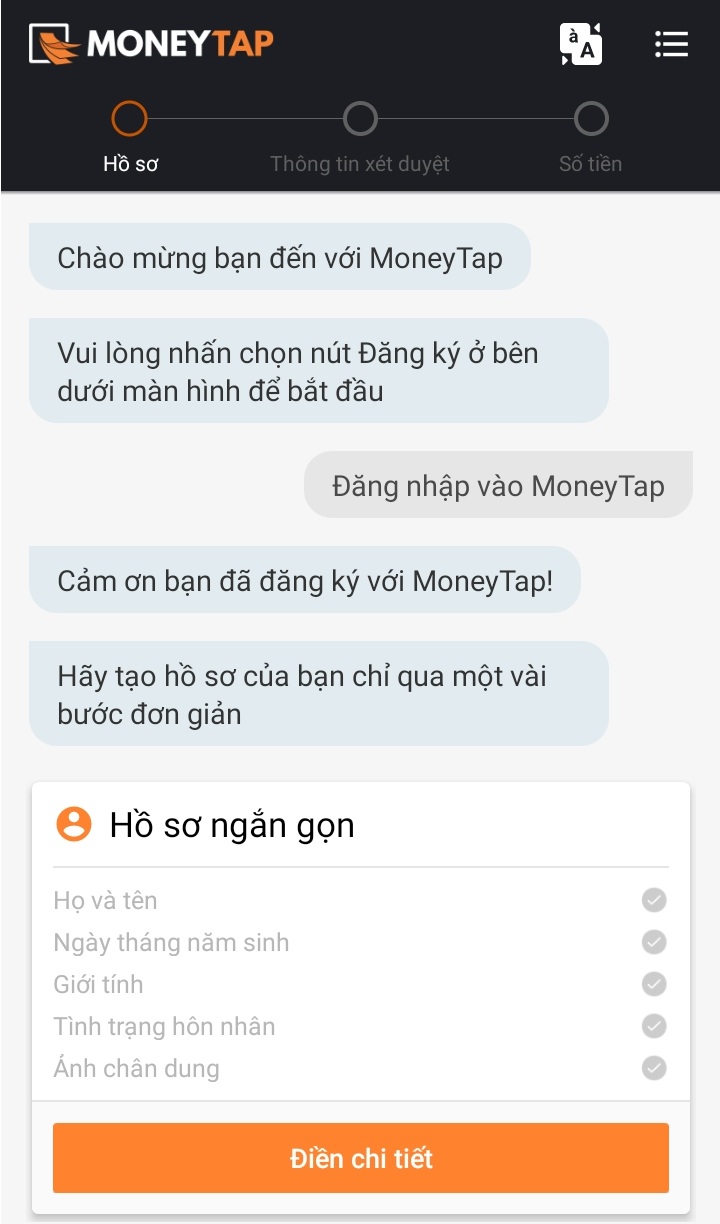 Đăng ký MoneyTap