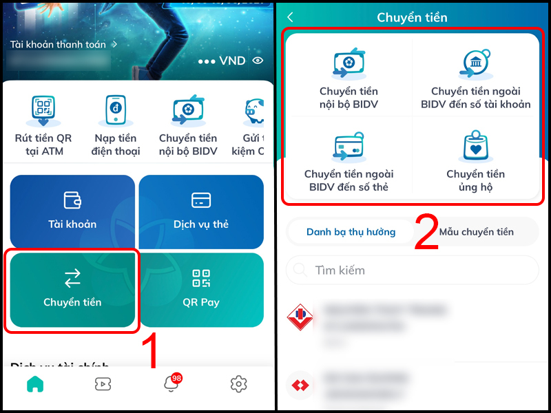 Chuyển khoản 24/7 BIDV