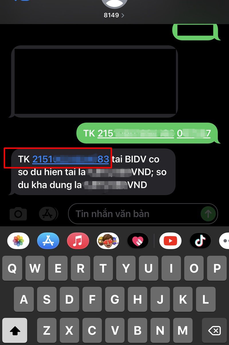 Kiểm tra số dư BIDV qua SMS Banking