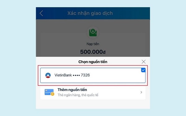 Chọn nguồn nạp