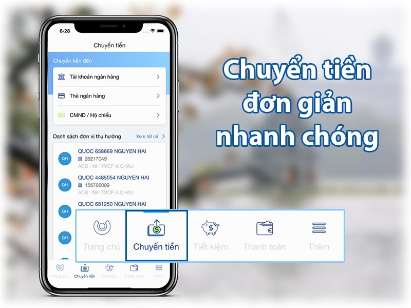 ACB Online hỗ trợ khách hàng chuyển tiền trong và ngoài hệ thống ngân hàng ACB đơn giản, nhanh chóng: