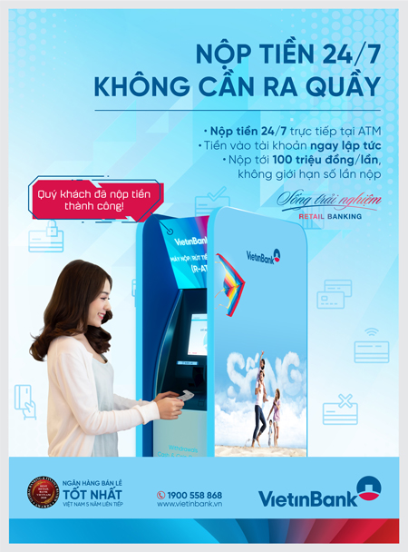 Nạp tiền vào thẻ tại cây ATM Vietinbank thế hệ mới