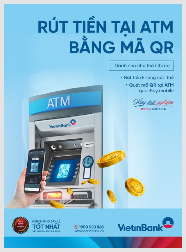 Biểu phí rút tiền ATM Vietinbank không cần thẻ