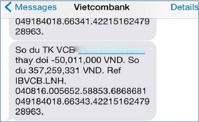 Kiểm tra qua SMS Banking