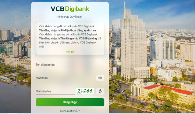 Cách 2: Nhận sao kê trực tuyến qua dịch vụ VCB-Digibank