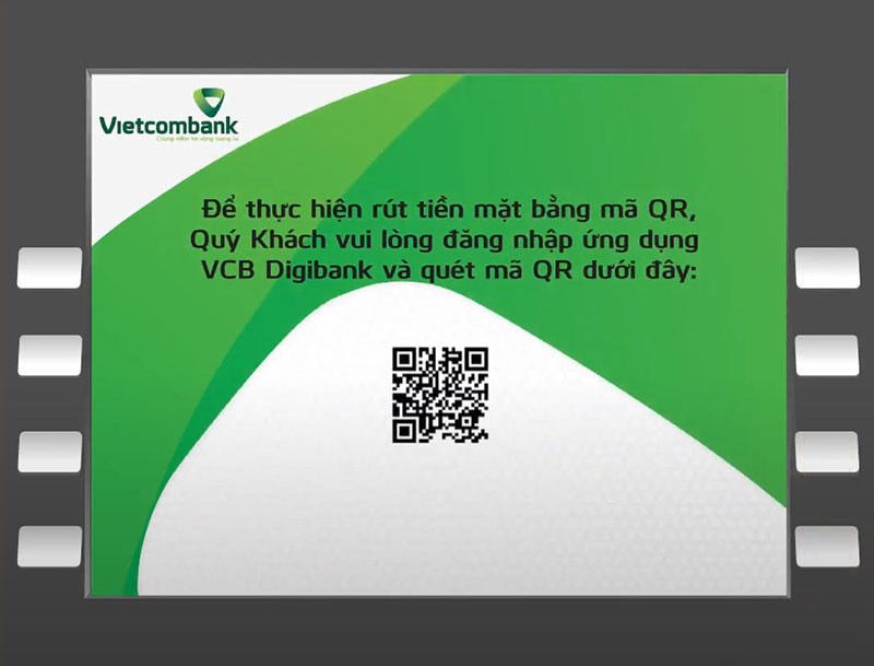 màn hình ATM sẽ hiển thị mã QR rút tiền