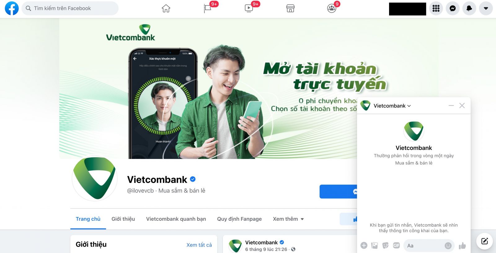 CSKH Vietcombank trên MXH Facebook