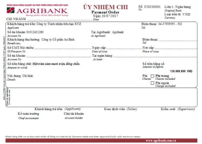 Ủy nhiệm chi (UNC) Agribank là gì?