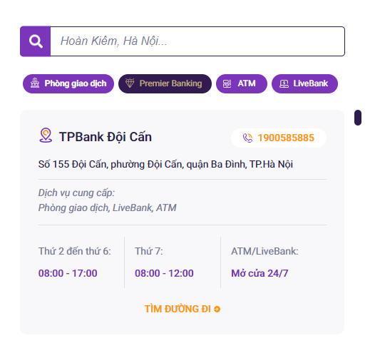 Hướng dẫn tra cứu vị trí Livebank TPBank