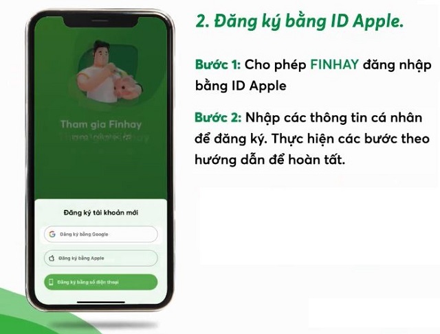 Đăng ký mở tài khoản Finhay bằng ID Apple