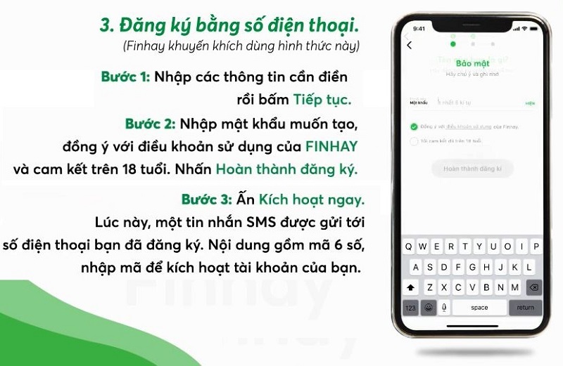 Đăng ký mở tài khoản Finhay bằng số điện thoại