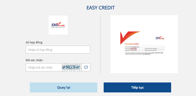 Tra cứu hợp đồng Easy Credit qua Payoo