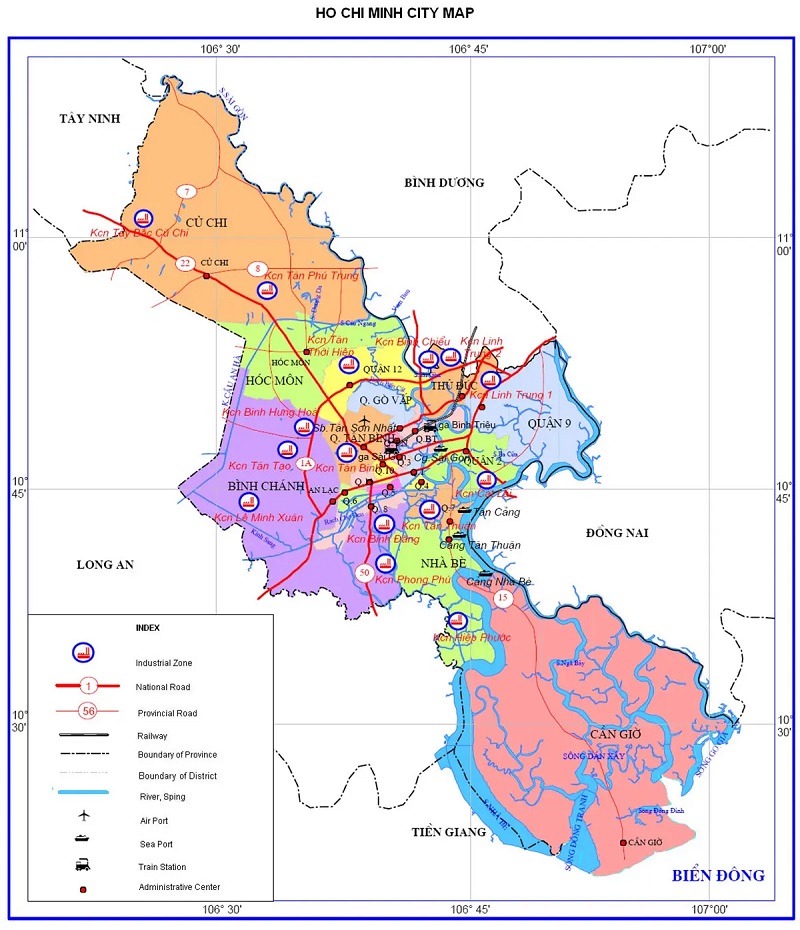 Bản đồ hành chính các Quận Huyện TP Hồ Chí Minh