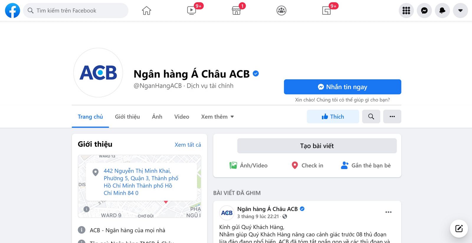 Liên hệ trung tâm CSKH ngân hàng Á Châu qua Facebook