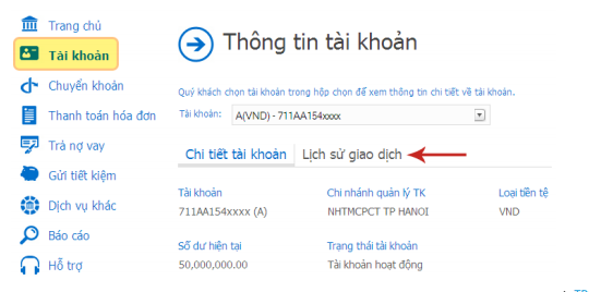 Tra cứu số tài khoản Vietinbank online trên Website