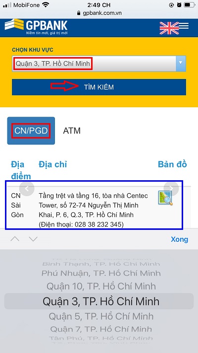 Tra cứu trên Website ngân hàng GPBank