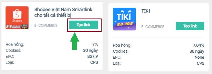 Bước 3: Tạo link liên kết Accesstrade