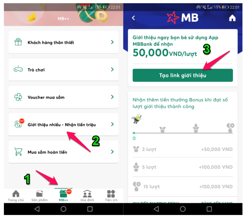 Cách tạo link giới thiệu MBBank như thế nào?