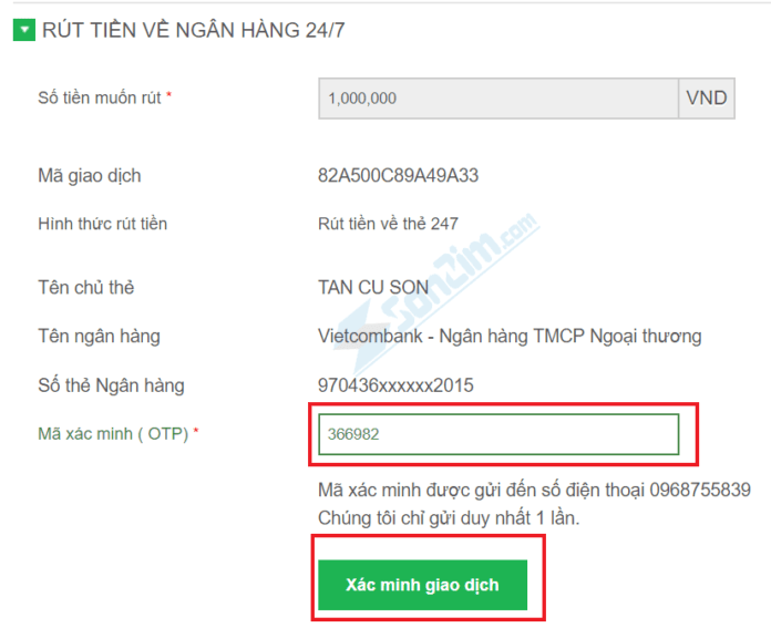 Khi nạp thành công thì trên màn hình ở phần số dư sẽ hiển thị số tiền bạn đã nạp.