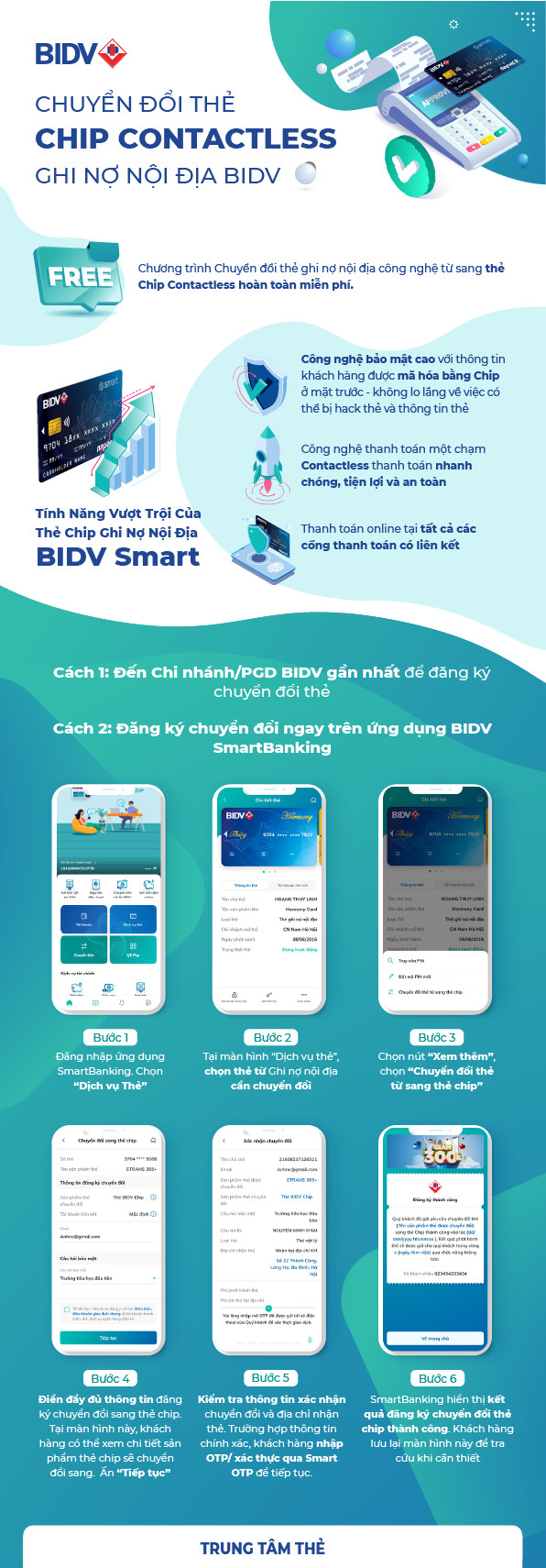 Đổi thẻ Chip BIDV trên điện thoại qua ứng dụng BIDV Smart Banking