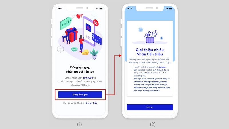 Cách nhập mã giới thiệu MB Bank - Bước 2