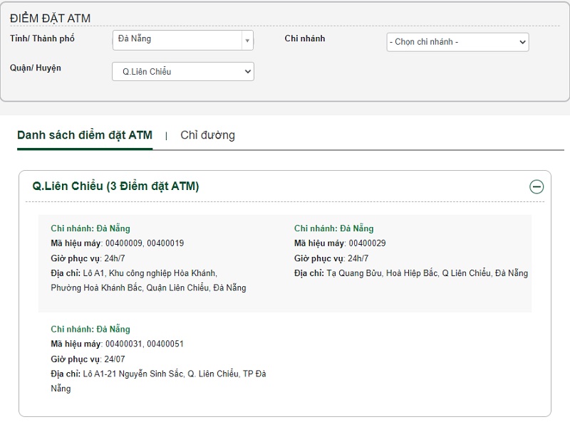 Cách tra cứu trụ ATM Vietcombank Đà Nẵng gần nhất