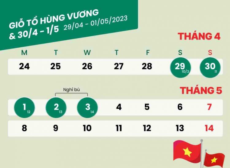 Lịch nghỉ lễ 30/4, 1/5 của Ngân Hàng theo quy Định Nhà Nước