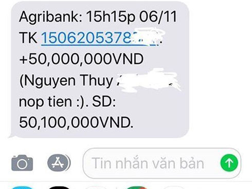 Tin nhắn nhận tiền của Agribank